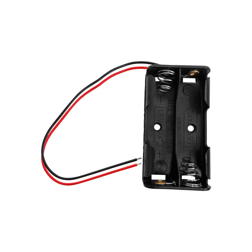 PR-9102BK.png PR-9102BK PORTA PILA X 2 AA NEGRO "PRASEK" - Imagen 1