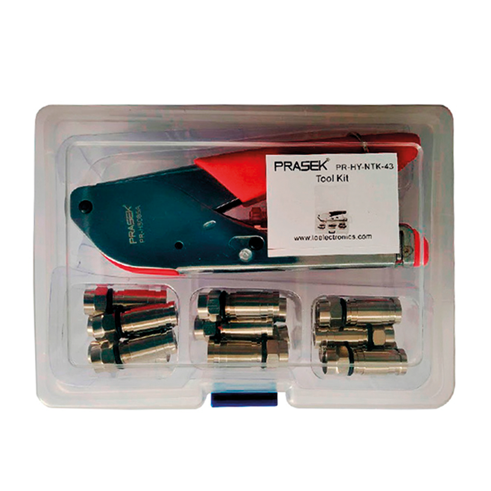 PR-HY-NTK4 h PR-HY-NTK4 KIT DE HERRAMIENTAS P/CABLE RG6"PRASEK" - Imagen 1