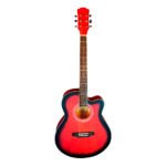 VZ-C19RDS Guitarra acústica rojo 40" con corte con varilla  de calibre con funda  "VOZZEX"