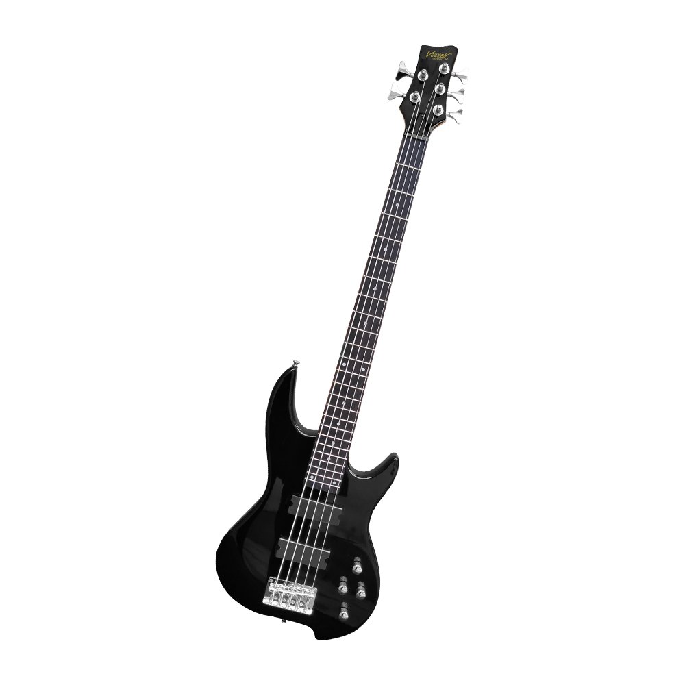 VZ-FB-5S BK VZ-FB-5S/BK BAJO ELECTRICO ACTIVO 5 CUERDAS 46" NEGRO C/FUNDA C/CABLE PLUG MONO A PLUG MONO C/LLAVE "VOZZEX" - Imagen 1