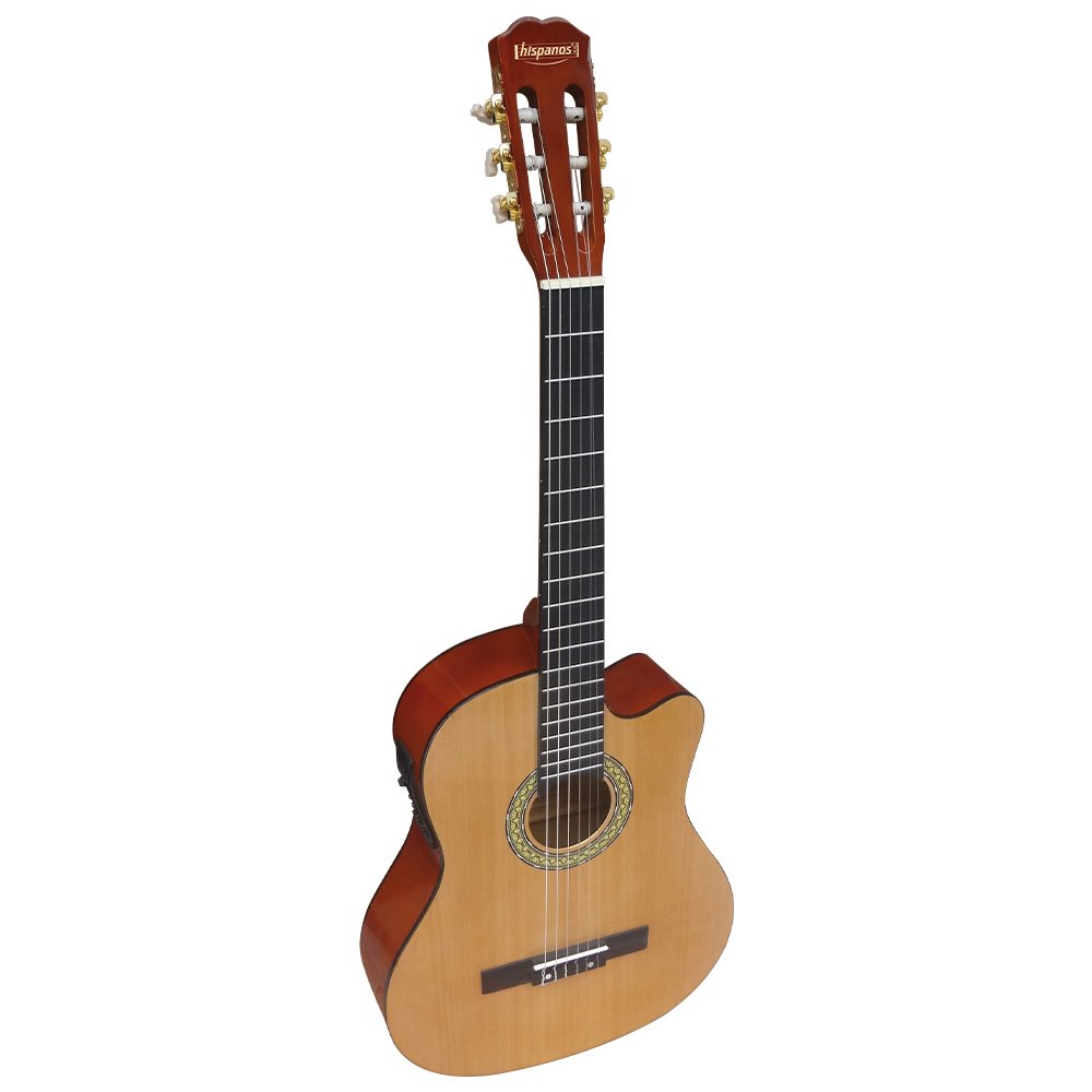 HSP-FTCG209CE-B HSP-FTCG209CE/B Guitarra electroacústica natural 39" con cuerda de Nylon con funda "HISPANOS" - Imagen 1