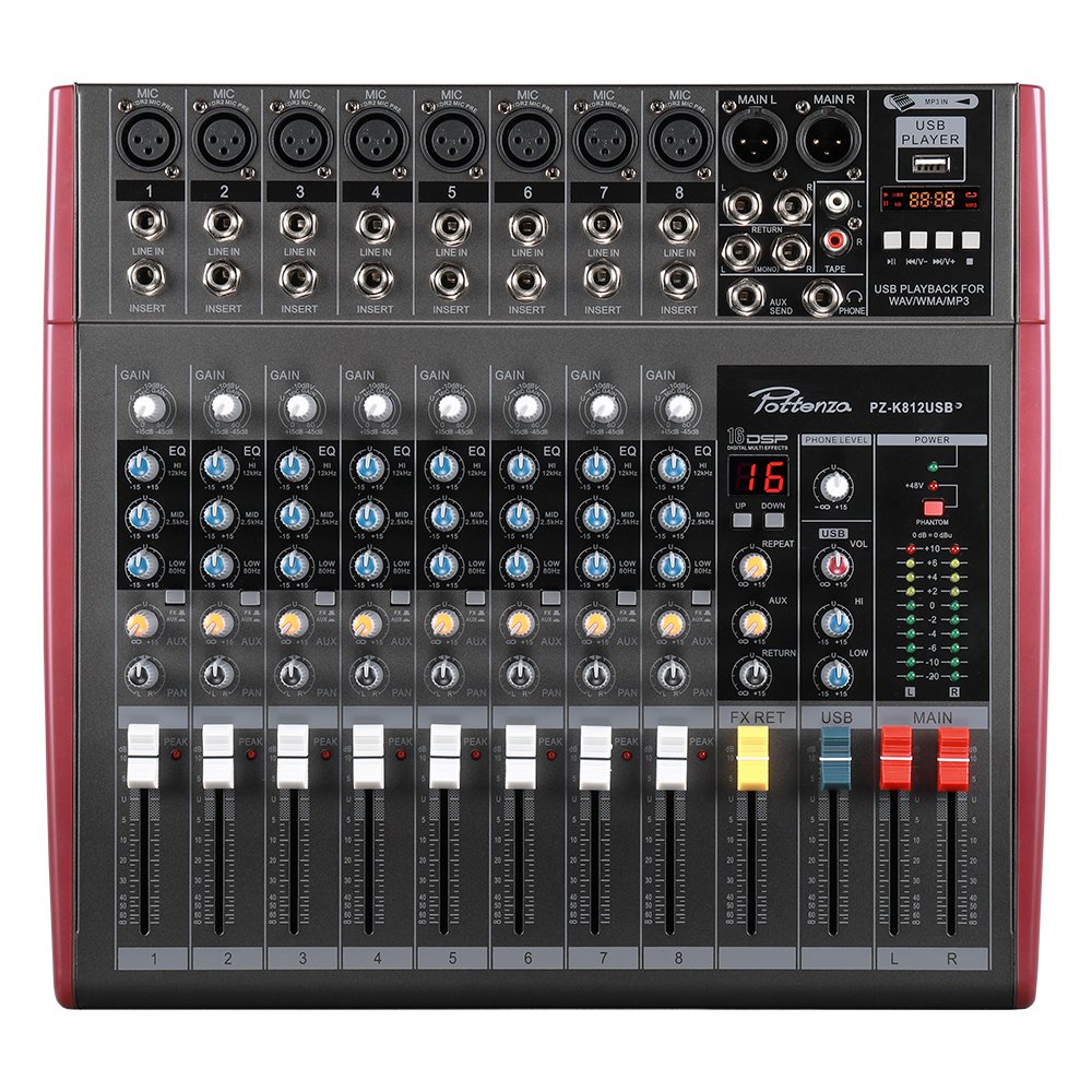 PZ-K812USB - 1 PZ-K812USB Mezcladora 8 canales con USB "POTTENZA" - Imagen 1