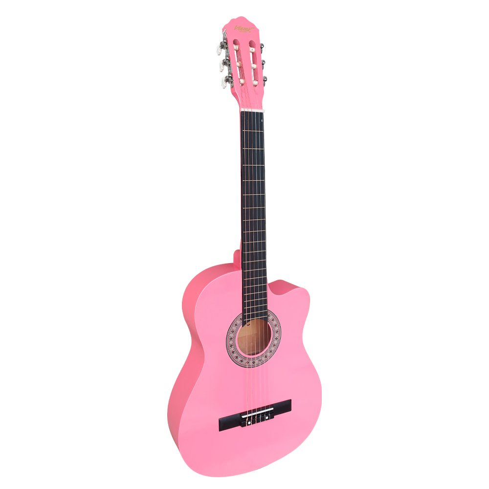 VZ-851-39PNKCF VZ-851/39PNKCF Guitarra acústica 39" c/ corte color rosado c/ funda c/ varilla de calibración "VOZZEX" - Imagen 1