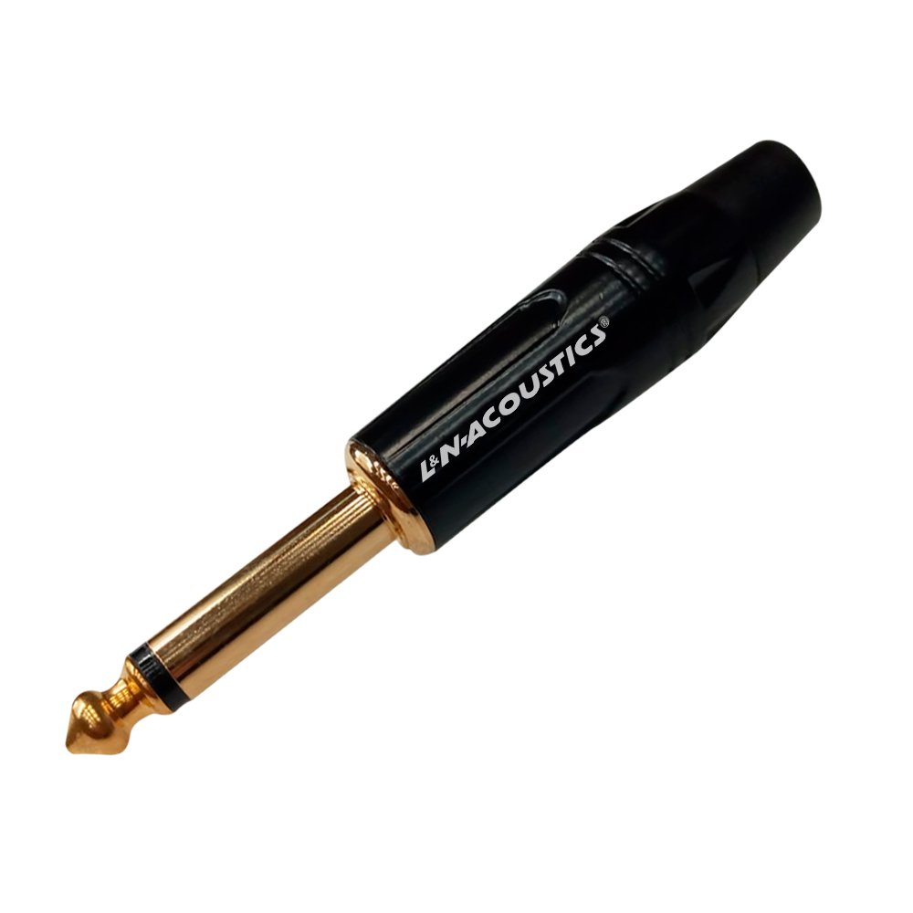 LN-138-BK LN-138-BK Conector Plug mono (TS dorado) de 6.3mm negro "LN-ACOUSTICS" - Imagen 1