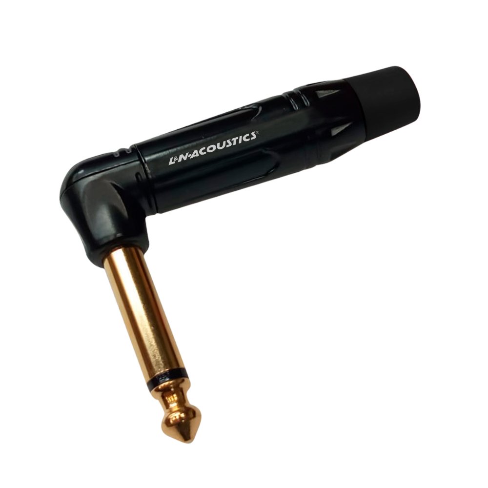 LN-148-BK LN-148-BK Conector Plug mono (TS dorado) de 6.3mm negro en forma de L "LN-ACOUSTICS" - Imagen 1