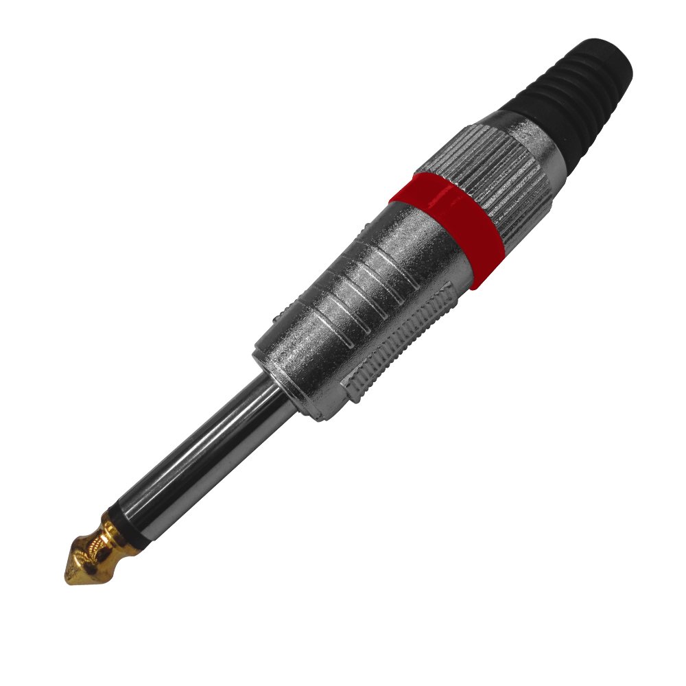 VZ-1230MGR VZ-1230MGR CONECTOR Plug mono 6.35mm metal rojo "VOZZEX" - Imagen 1