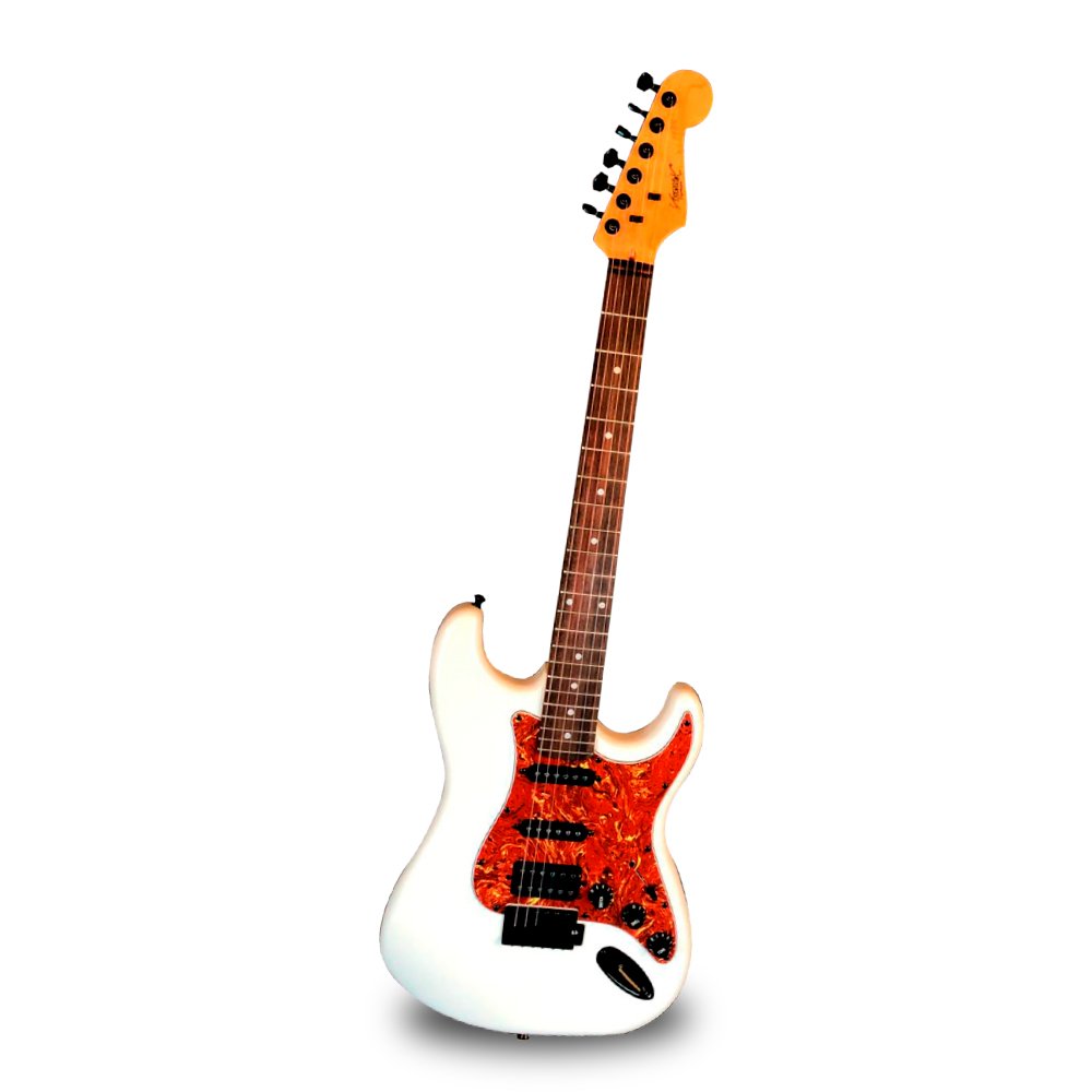 VZ-SEST-230-WH VZ-SEST-230/WH Guitarra eléctrica 3 pastillas blanco con funda "VOZZEX" - Imagen 1
