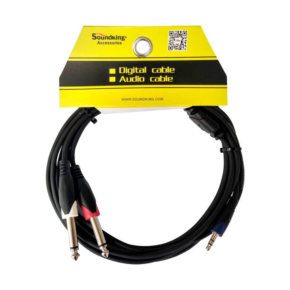 BJJ212 BJJ212/3M CABLE 1 PLUG STEREO 3.5MM A 2 PLUG MONORAL 3M "SOUNDKING" - Imagen 1