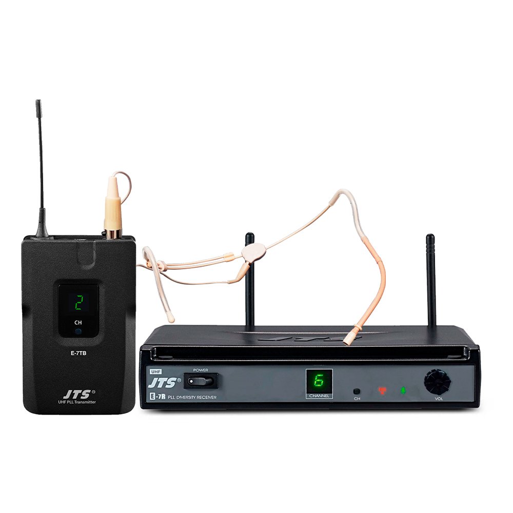 E-7 - E-7TB+CM-214IF web E-7/E-7TB+CM-214IF Micrófono inalámbrico con vincha UHF 1 canal "JTS" - Imagen 1