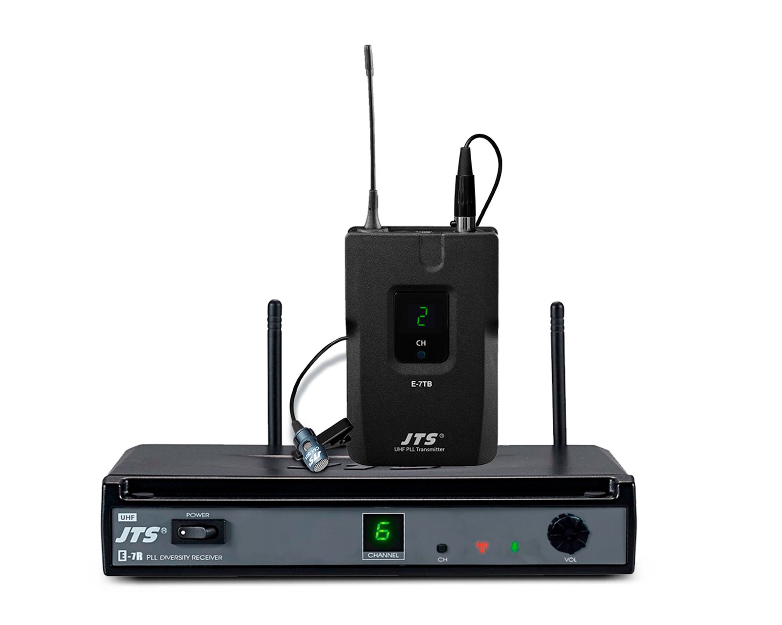 E-7 - E-7TB+CM-501 web E-7/E-7TB+CM-501 Micrófono inalámbrico solapero UHF 16 canal "JTS" - Imagen 1