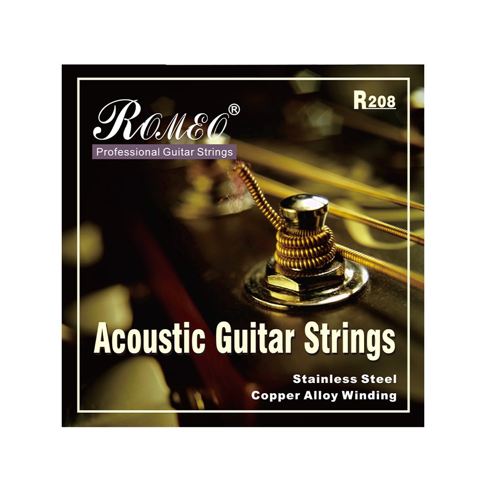 R208-XL WEB R208-XL SET DE CUERDAS DE METAL XL 0.010-0.047 INCH COLOR: BRONCE Y PLATEADO P/ GUITARRA ACÚSTICA "ROMEO" - Imagen 1