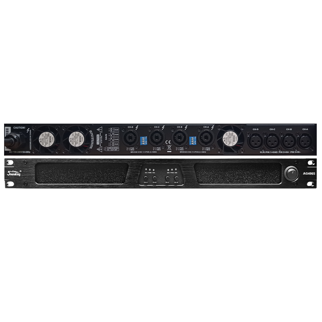 AG4065 AG4065 AMPLIFICADOR LIGHT 4X1870W 2 OHM MODO ESTÉREO/PARALELO/PUENTE ( ENTRADA DE BALANCEADA XLR) «SOUNDKING» - Imagen 1