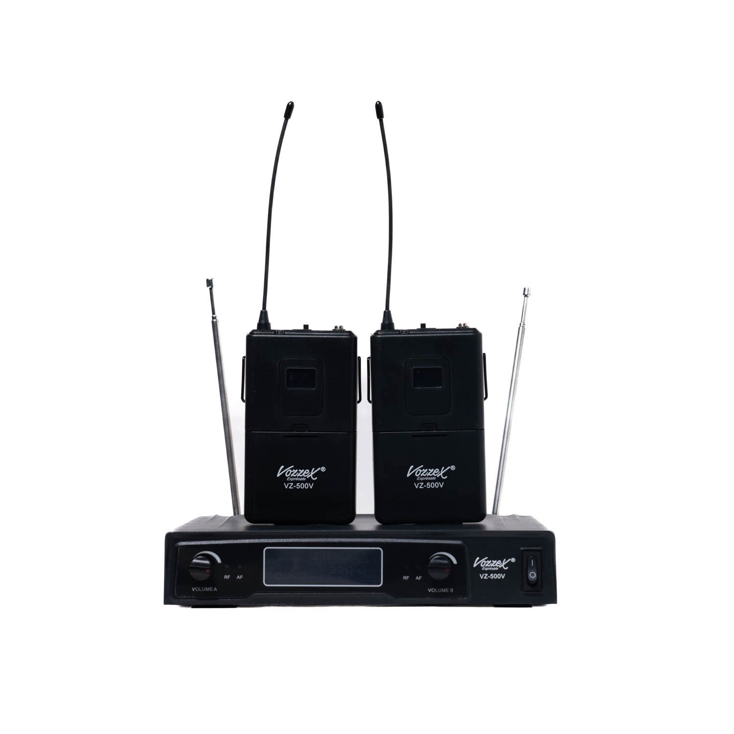 post 5 VZ-500V# SISTEMA D/MICROFONO INALAMBRICO VHF DUAL DE VINCHA-SOLAPA C/SALIDA BALANCEADA Y DISPLAY TX/RX "VOZZEX" - Imagen 1