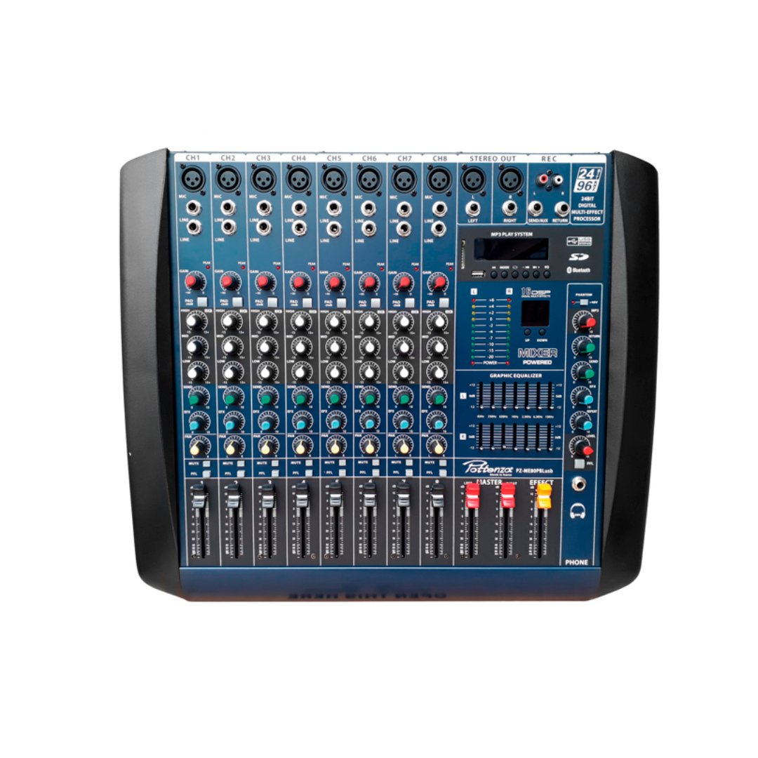 1 PZ-ME80PBLUS CON.8C. AMP (USB, 2SPEAKON, MP3, 2VE, BT) "POTTENZA" - Imagen 1