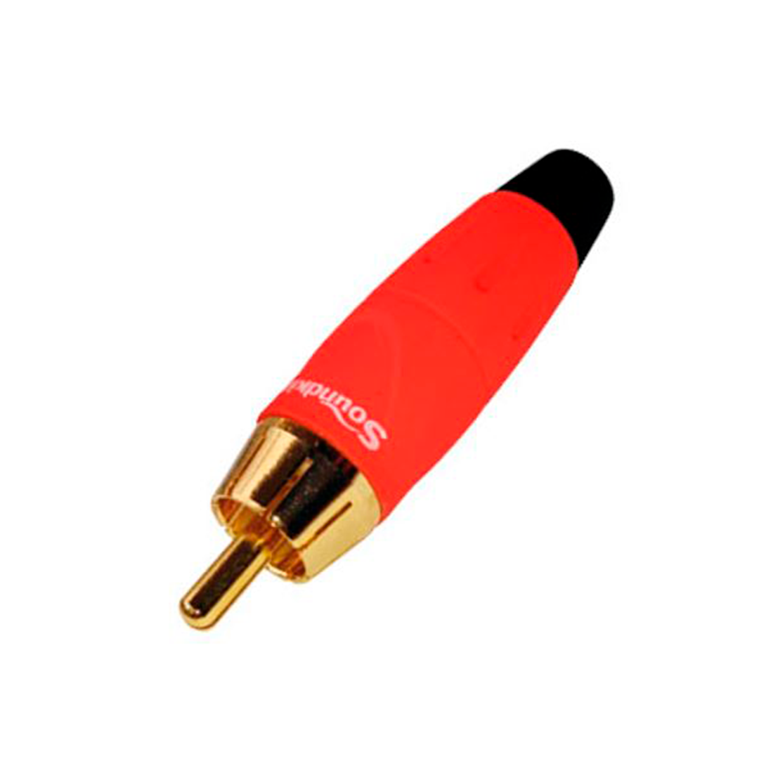 1.JPG CRM004 CONECTOR PLUG RCA METALICO ROJO Y DORADO "SOUNDKING" - Imagen 1