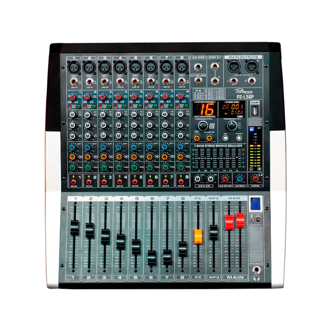 JUGT PZ-ALS8P CONSOLA D/AUDIO 8CANALES 3002 16DSP "POTTENZA" - Imagen 1