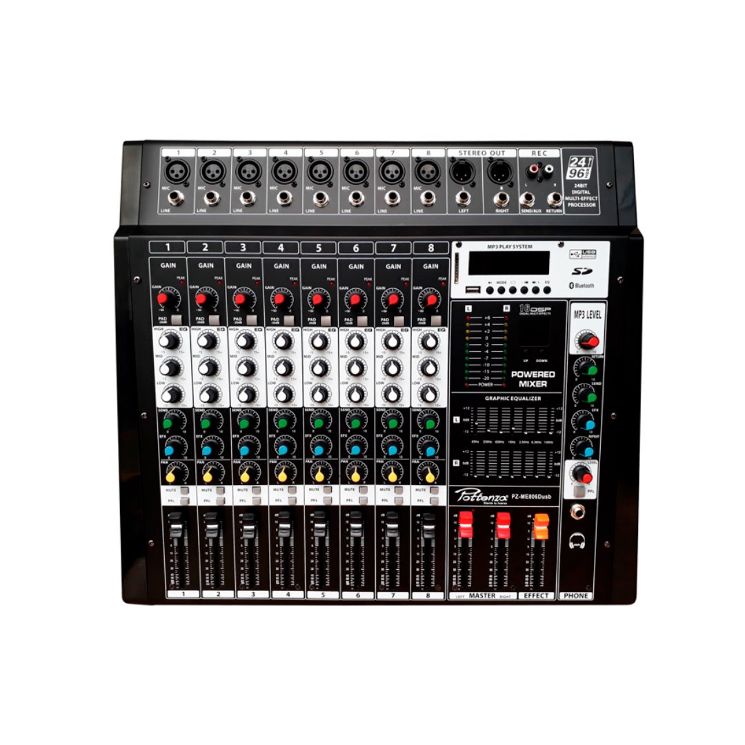 PZ 806 PZ-ME806DUSB CON.8C.AMP (USB, 2SPEAKON, MP3, 2VE, BT) "POTTENZA" - Imagen 1