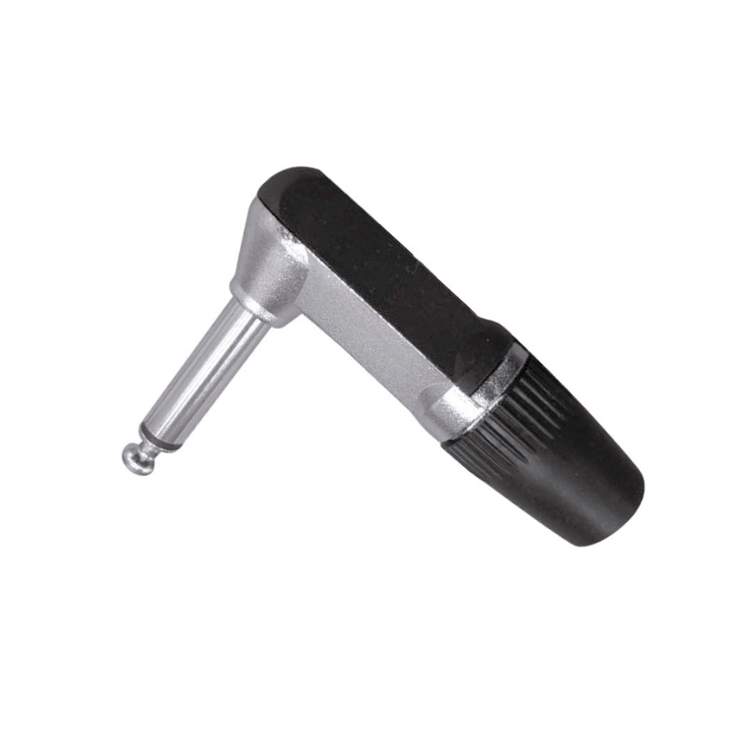 1 VZ-1234M CONECTOR PLUG MONO C/ANGULO 6.35MM NEGRO "VOZZEX" - Imagen 1