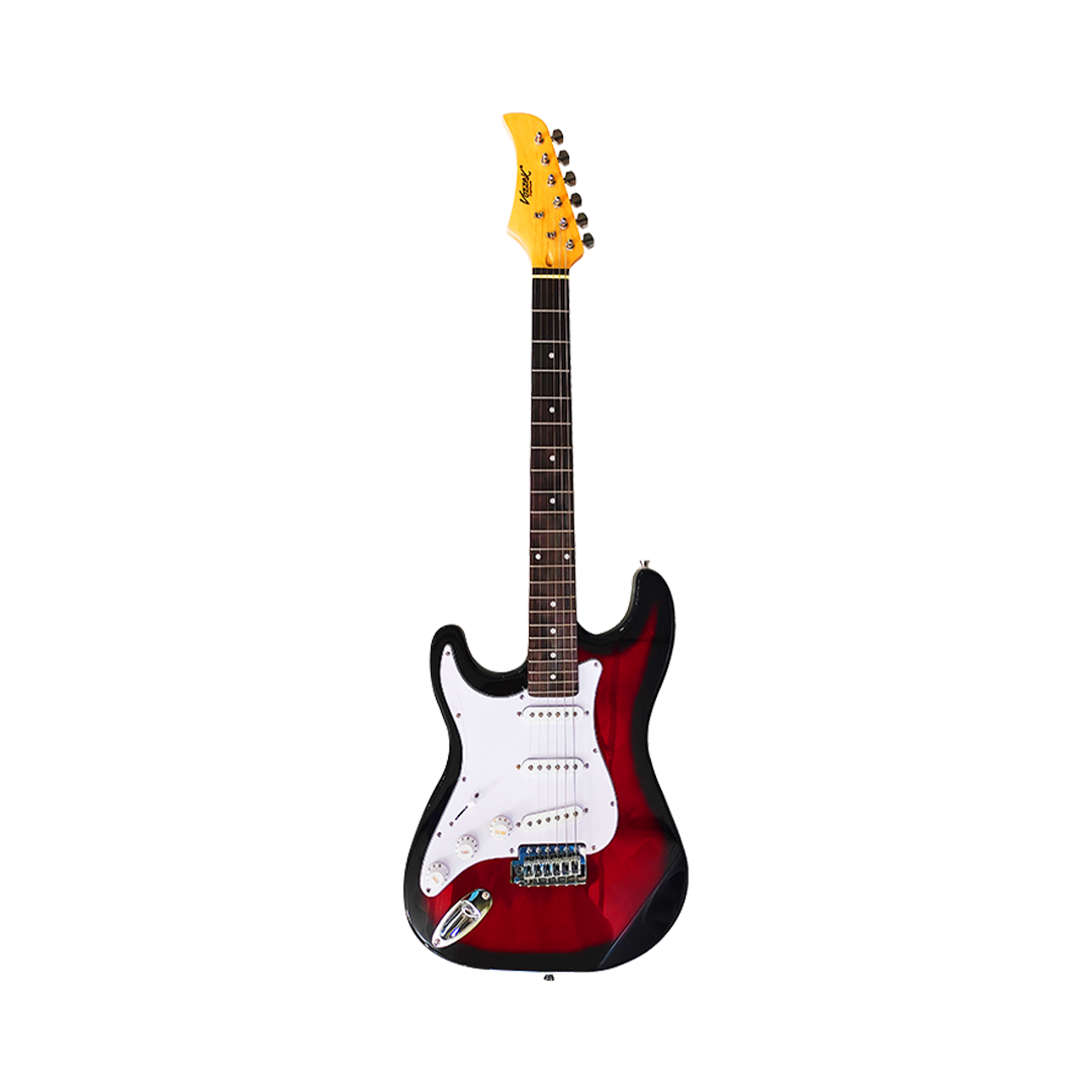 VZ-ST309-01LH R-BK WEB VZ-ST309-01LH/R-BK GUITARRA ELECTRICA 39" 3 PASTILLAS COLOR REDBURST C/FUNDA PARA ZURDO "VOZZEX" - Imagen 1