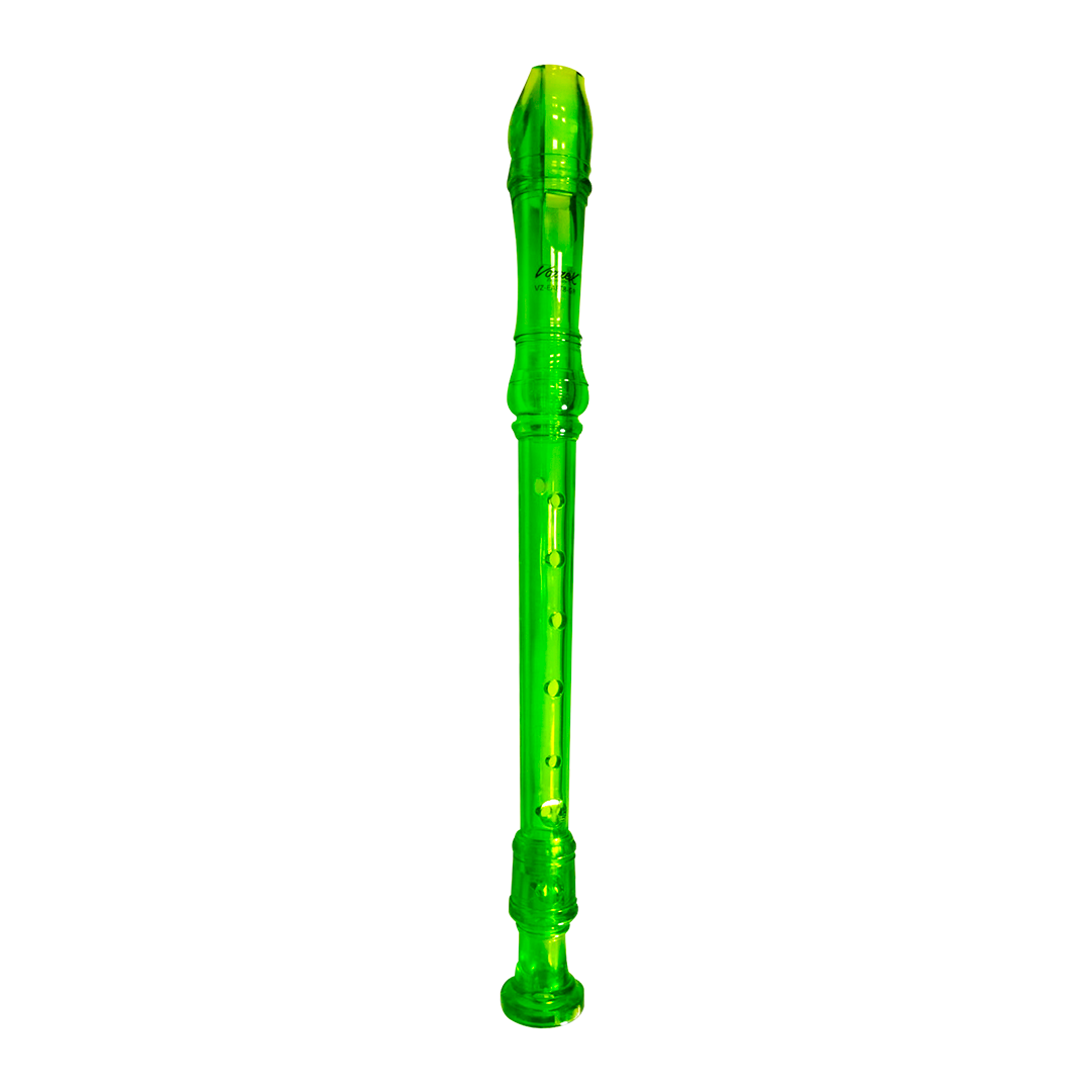 VZ-EAFT8-GR WEB VZ-EAFT8-GR FLAUTA DULCE VERDE TRANSPARENTE - 8 AGUJEROS C/FUNDA PVC "VOZZEX" - Imagen 1