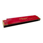 VZ-HAR20-1RD ARMONICA D/ METAL INOXIDABLE - 20 AGUJEROS RED/GOLD C/ CASE (PROTECTOR) PLASTICO "VOZZEX"
