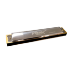VZ-HAR20 ARMONICA D/ METAL INOXIDABLE - 20 AGUJEROS SILVER/GOLD C/ CASE (PROTECTOR) PLASTICO "VOZZEX"