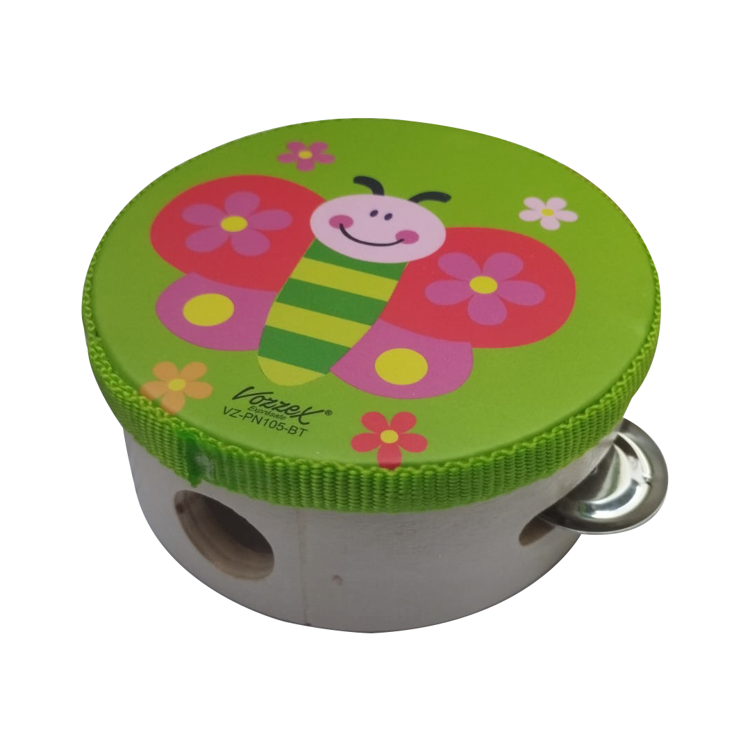 VZ-PN105-BT WEB VZ-PN105-BT PANDERETA DE MANO P/NIÑO C/DISEÑO DE MARIPOSA "VOZZEX" - Imagen 1