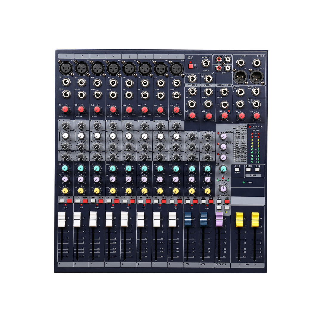PZ-EF8 WEB PZ-EF8 MEZCLADORA DE AUDIO DE 8 CANALES + 2 CH STEREO C/DSP/48V PHANTOM "POTTENZA" - Imagen 1