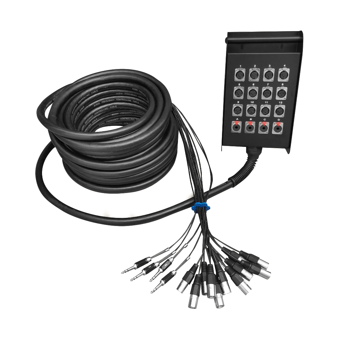 AH203-20M-FOTO.png AH203/20M MEDUSA 16 VIAS (12 JACK XLR + 4 JACK STEREO 6.35MM) 20M CON FUNDA "SOUNDKING" - Imagen 1