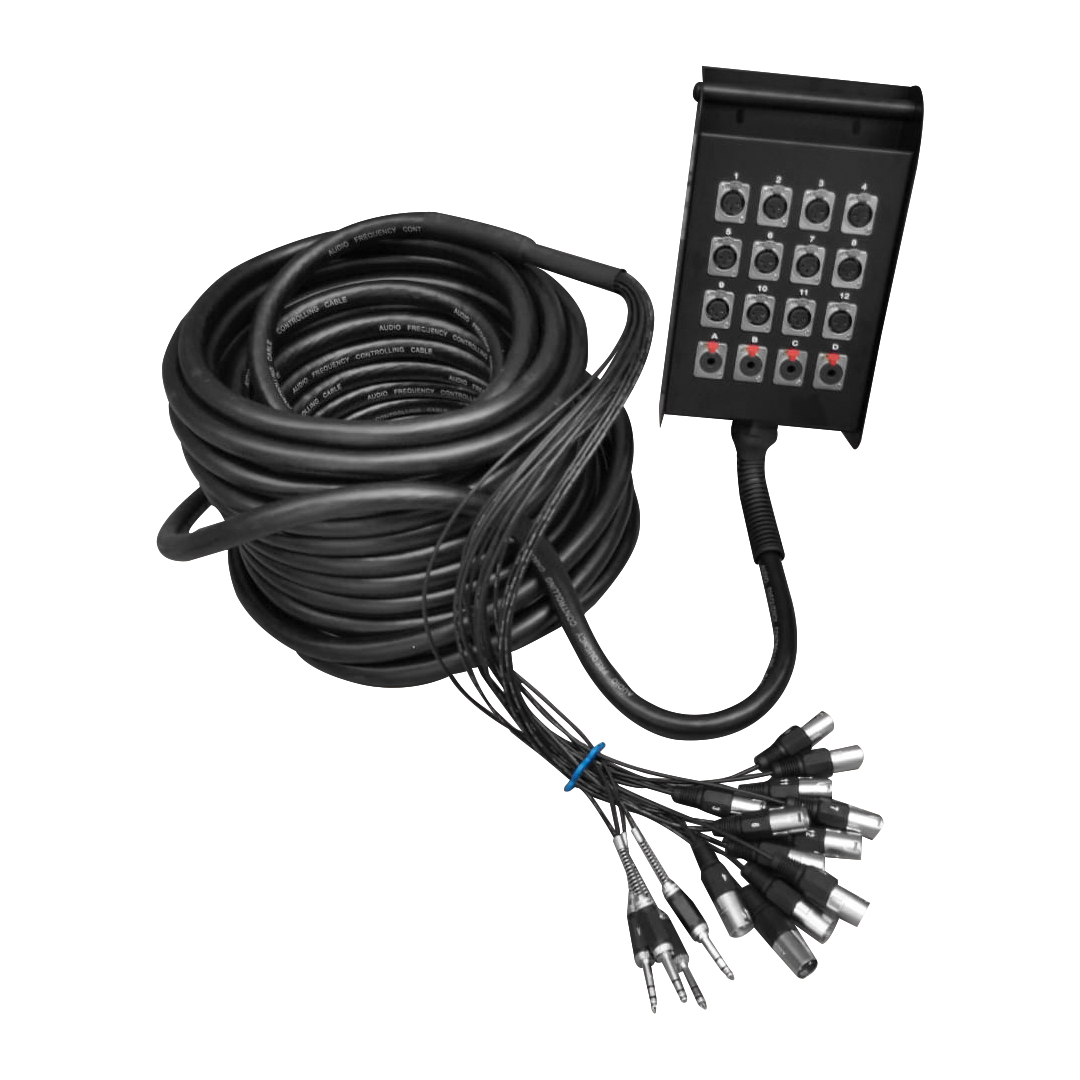 AH203-30M-FOTO.png AH203/30M MEDUSA 16 VIAS (12 JACK XLR + 4 JACK STEREO 6.35MM) 30M CON FUNDA "SOUNDKING" - Imagen 1