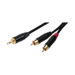 BJJ323/3M CABLE 1 PLUG STEREO 3.5MM A 2 PLUG RCA 3M - BLACK "SOUNDKING"