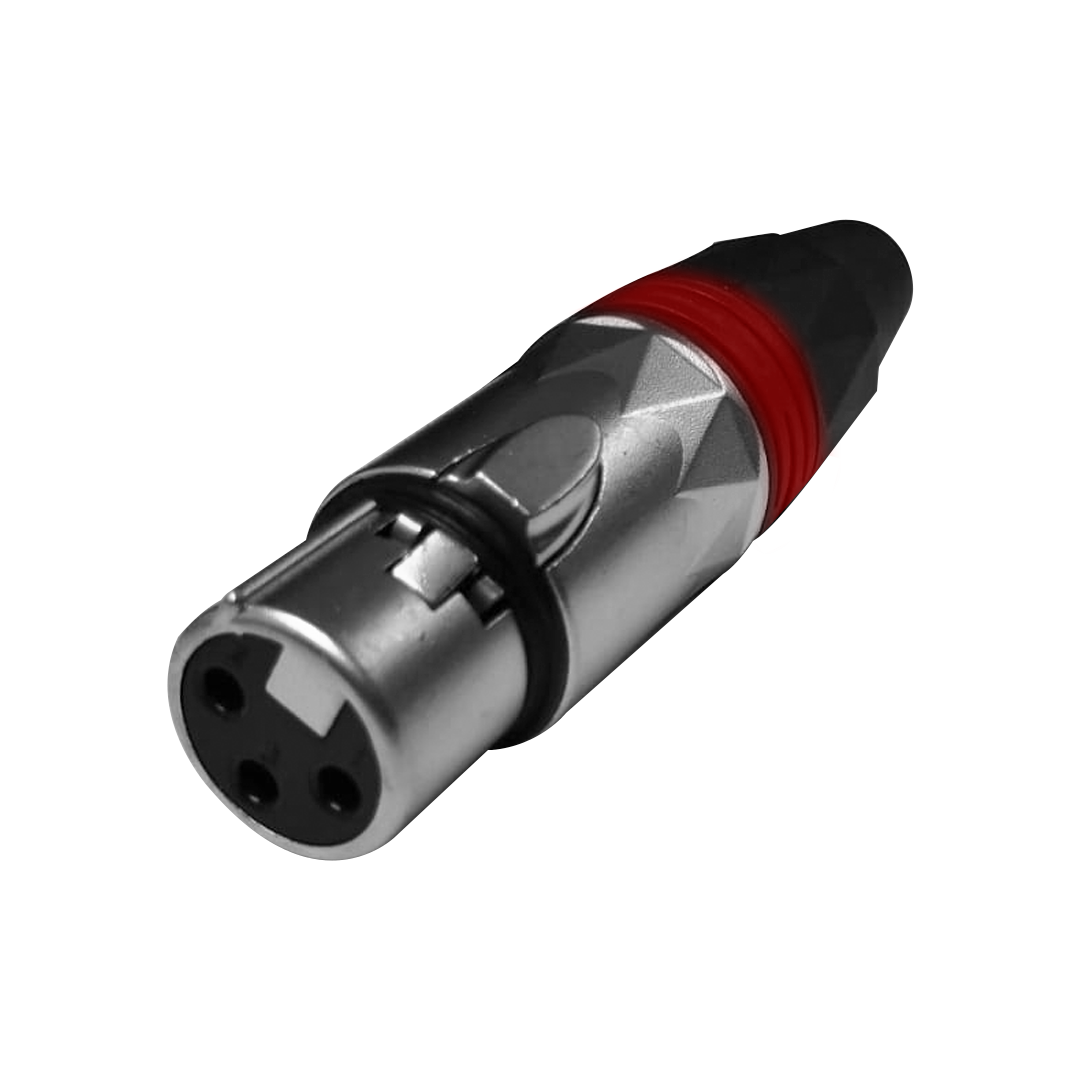 LN-1134PG-RD-web.png LN-1134PG/RD CONECTOR JACK XLR SL/BL - RED RING C/PINES DORADOS "L&N-ACOUSTICS" - Imagen 1