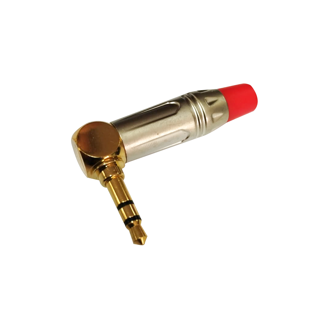 LN-162PG-RD-WEB-1.png LN-162PG-RD CONECTOR PLUG STEREO 3.5MM SILVER/RED C/ PIN DORADO TIPO L "L&N-ACOUSTICS" - Imagen 1