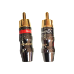 LN-5022-RD/BK CONECTOR PLUG RCA NEGRO (RED/BLACK RING) C/PIN DORADO "L&N-ACOUSTICS"