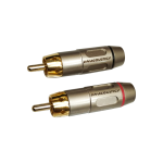 LN-5025-RD/BK CONECTOR PLUG RCA SILVER (RED/BLACK RING) C/PIN DORADO "L&N-ACOUSTICS"