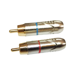 LN-5039-RD/TR CONECTOR PLUG RCA SILVER (RED/BLUE RING) C/PIN DORADO "L&N-ACOUSTICS"