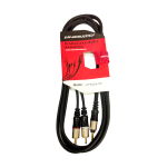 LN-8124/2M CABLE PLUG STEREO SILVER  3.5MM A 2 PLUG RCA (RED/WHITE RING) 2M "L&N-ACOUSTICS"