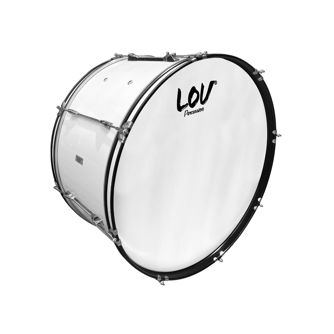 LV-BM-2614WH-WEB.png LV-BM-2614WH BOMBO P/MARCHA 26"X14" BLANCO "LOV" - Imagen 1