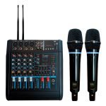 PM4 Mezcladora de audio 4 canales con USB con micrófono inalámbrico