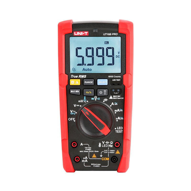UT18B-PRO_1.jpg UT-18B PRO MULTIMETRO DIGITAL TRUE RMS 1000V AC/DC 10A AC/DC C/CAPACIMETRO Y TEMPERATURA/ PRUEBA D/ LED:12V "UNI-T" - Imagen 1
