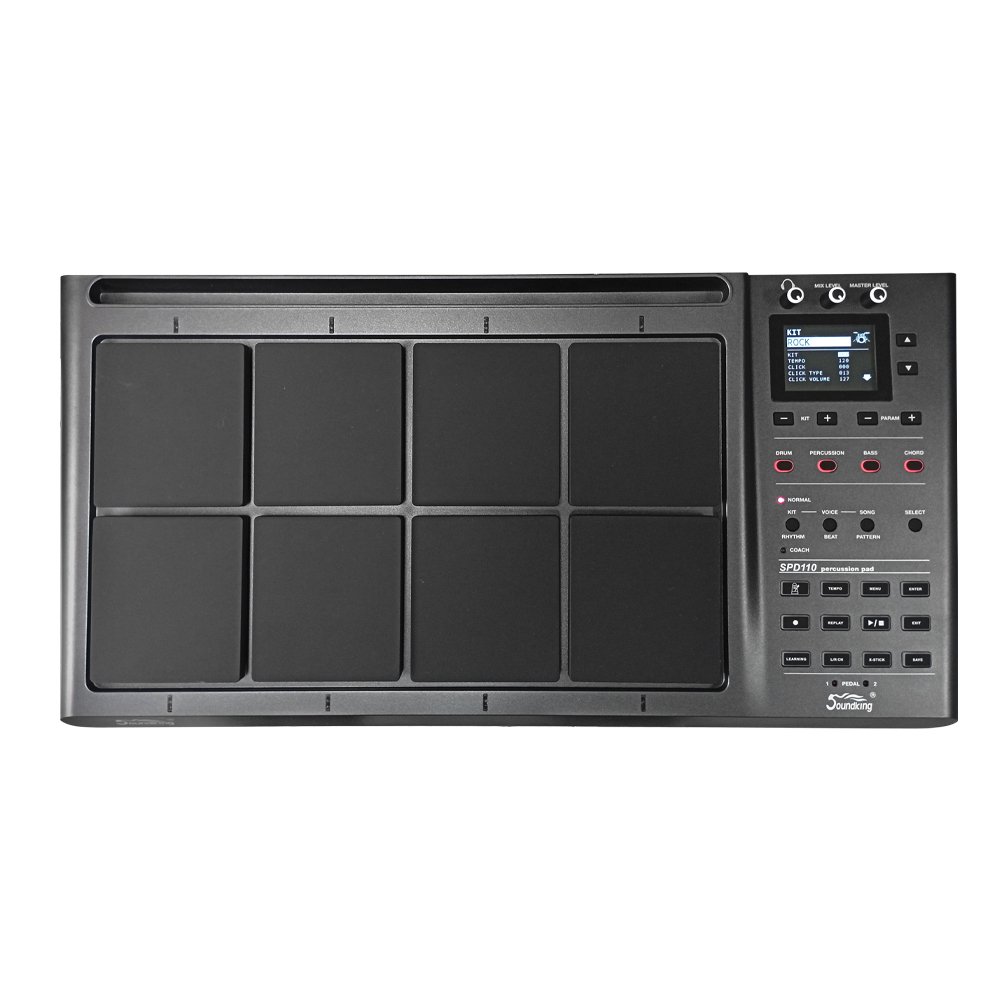 SPD110_FRENTE_WEb.jpg SPD110 BATERÍA ELECTRÓNICA 408 SONIDOS, 30 BATERÍAS PREESTABLECIDAS, C/BT, USB AUDIO MIDI «SOUNDKING» - Imagen 1